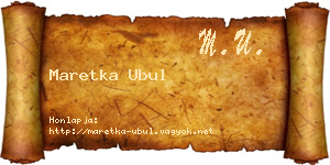 Maretka Ubul névjegykártya